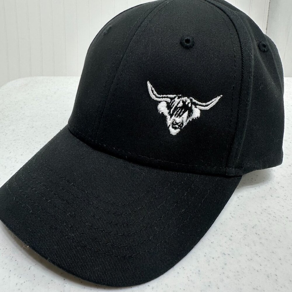 Highland Cow Hat Embroidered Off Center Structured Hat Chino Twill Farm